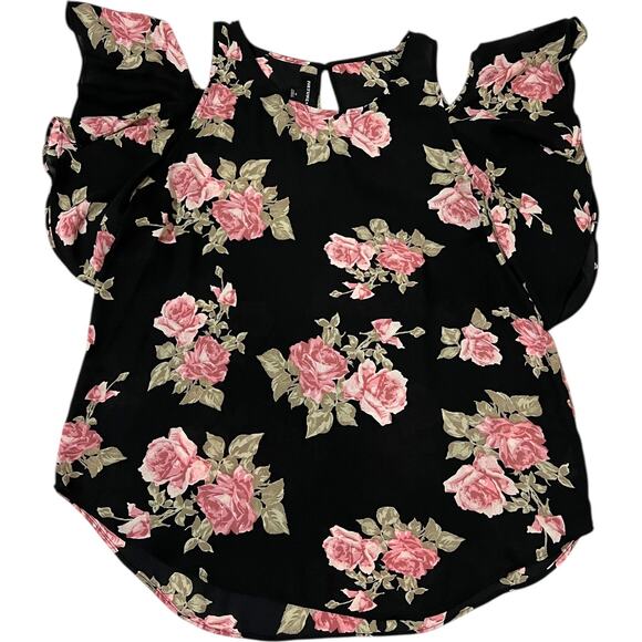 Fortune + Ivy MEDIUM Anwe Cold Shoulder Top - Stitch Fix Floral Chiffon Blouse - Picture 15 of 16